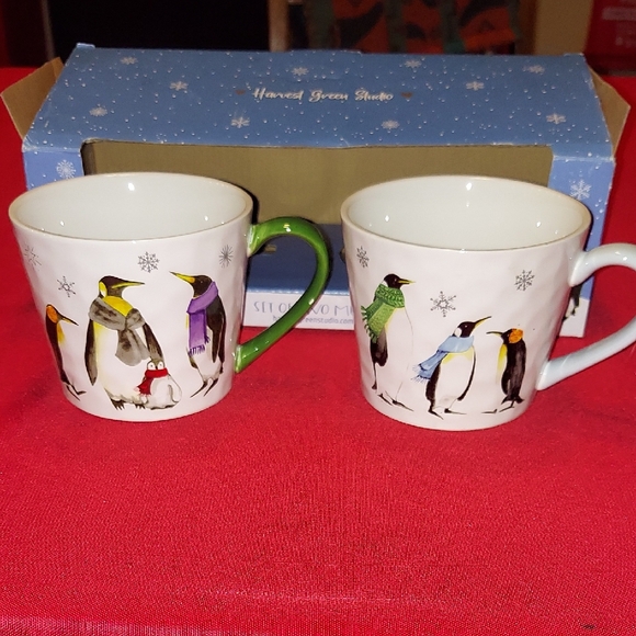 Harvest Green Studio Other - Penguin Design Mugs Set - Green and White